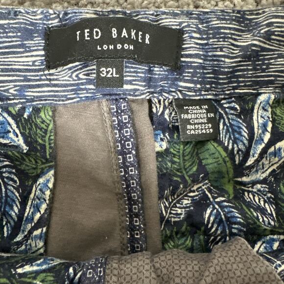 Ted Baker London Pants Mens 32x34 Brown Check Pattern Slim Straight Exmoor Chino - Picture 5 of 10